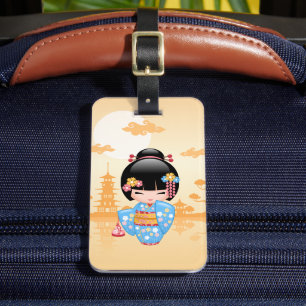 Maiko Kokeshi Doll - Cute Japansk Geisha Girl Bagagebricka
