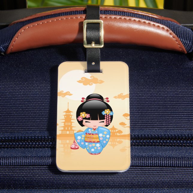 Maiko Kokeshi Doll - Cute Japansk Geisha Girl Bagagebricka (Framsida Insitu 2)