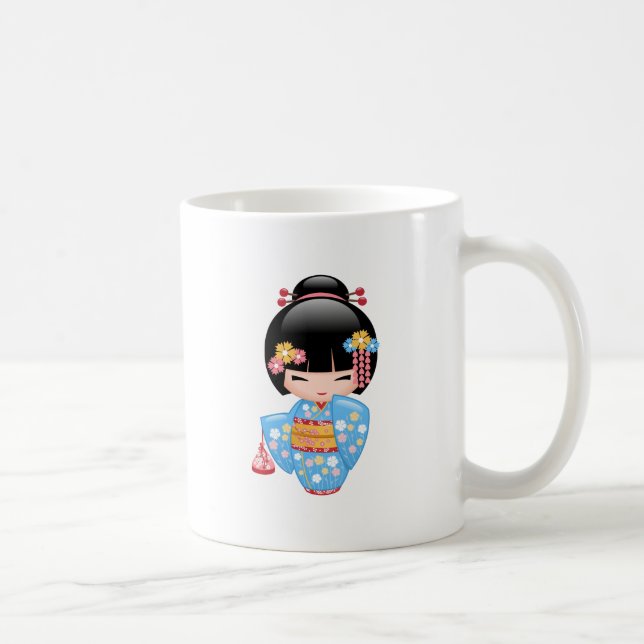 Maiko Kokeshi Doll - Cute Japansk Geisha Girl Cof Kaffemugg (Höger)