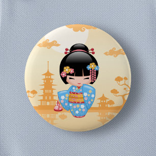 Maiko Kokeshi Doll - Cute Japansk Geisha Girl Knapp