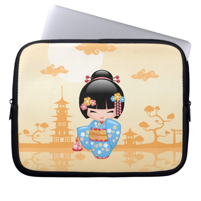 Maiko Kokeshi Doll - Cute Japansk Geisha Girl Laptop Fodral (Framsidan)