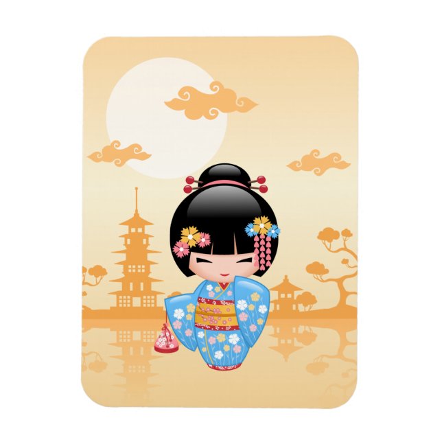 Maiko Kokeshi Doll - Cute Japansk Geisha Girl Magnet (Vertikal)