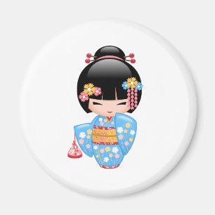 Maiko Kokeshi Doll - Cute Japansk Geisha Girl Magnet