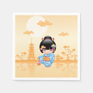 Maiko Kokeshi Doll - Cute Japansk Geisha Girl Pappersservett