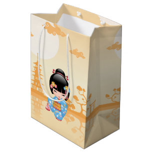 Maiko Kokeshi Doll Cute Japansk Geisha-Gult