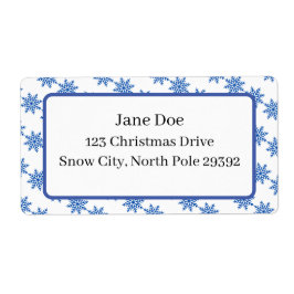 Mail Adress Blue & White Winter Season Snowflake Fraktsedel