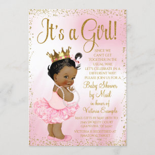 Mail Baby Shower Rosa Guld Afrikansk Prinsessa Tut Inbjudningar