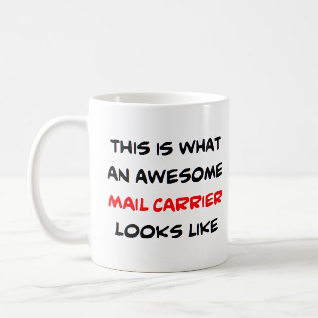 mail carrier, awesome kaffemugg (Vänster)