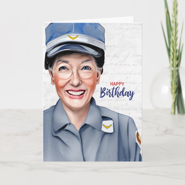 Mail Carrier Caucasian Female Postal Birthday Kort (Framsida)
