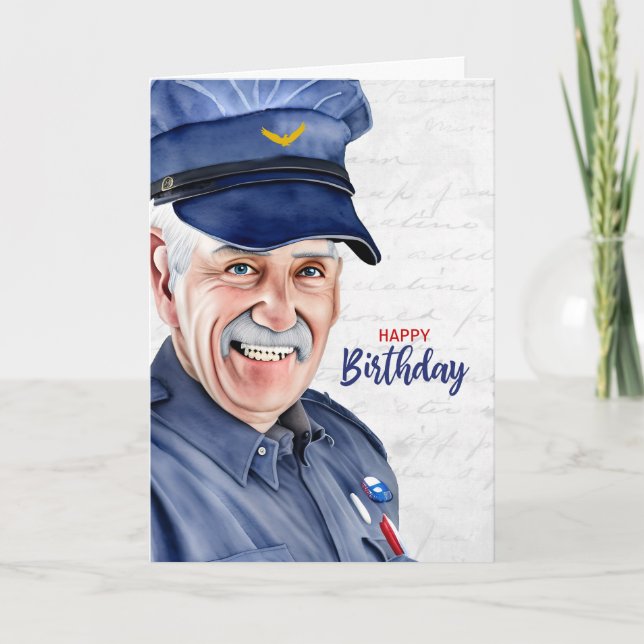 Mail Carrier Caucasian Male Male Postal Birthday Kort (Framsida)