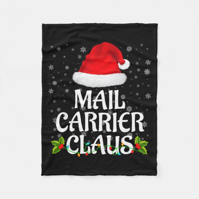 Mail Carrier Claus Christmas Lights Pajama Family  Fleecefilt (Framsidan)