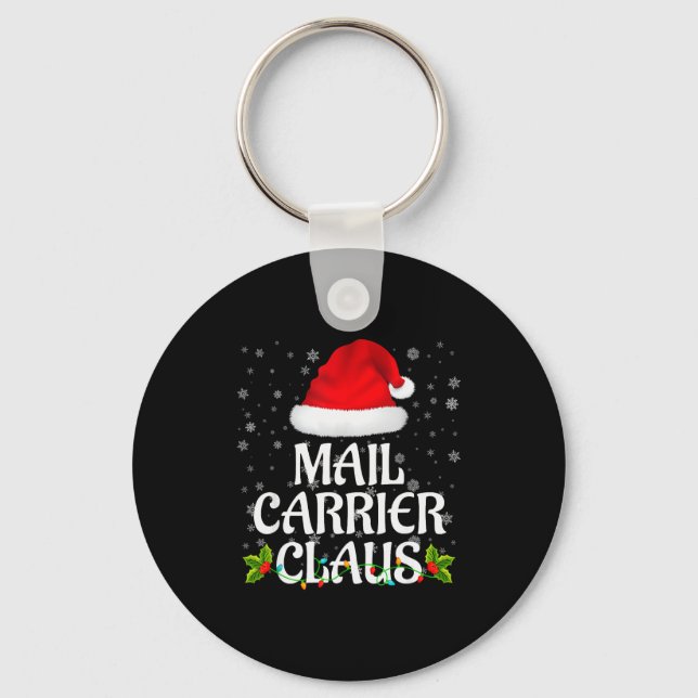 Mail Carrier Claus Christmas Lights Pajama Family  Nyckelring (Framsida)