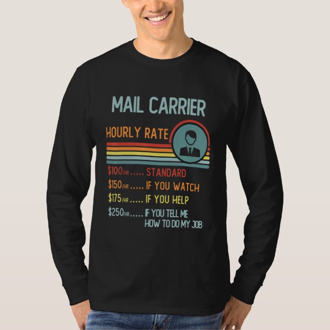Mail Carrier Hourly Rate T-Shirt Retro Job Title (Framsida)