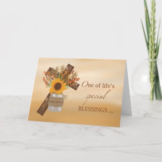 Mail Carrier Kor Bluting i Thanksgiving Vas Kort (Framsida)