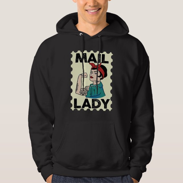Mail Carrier Postal Worker Postman Mail Lady Stamp Hoodie (Framsida)