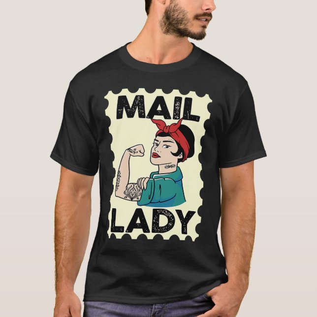 Mail Carrier Postal Worker Postman Mail Lady Stamp T Shirt (Framsida)
