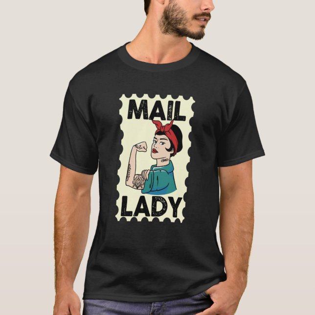 Mail Carrier Postal Worker Postman Mail Lady Stamp T Shirt (Framsida)