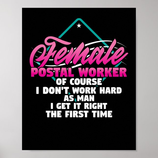 Mail Dam Carrier Female Postal Worker som arbetar  Poster (Framsidan)