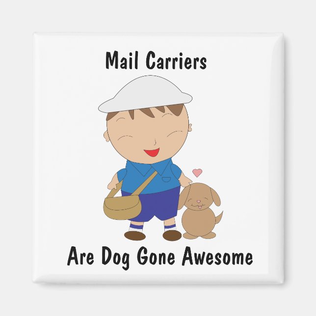 Mail Man Mail Carrier Cute Brown Hund personalize Magnet (Framsidan)