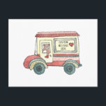 Mail Truck Bear Custom Message Helg Vykort<br><div class="desc">custom</div>