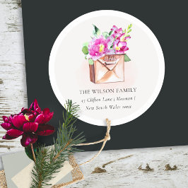 Mailbox för livlig Rosa Blommigt Vi har Flyttat Ad Runt Klistermärke