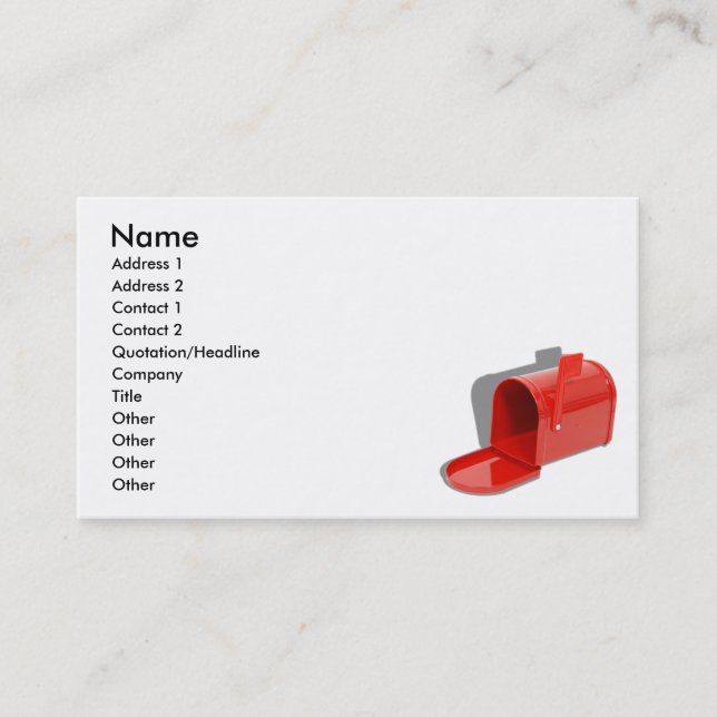 MailboxOpen051409shadows namn, adress 1, Addr… Visitkort (Framsida)