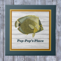 Mailed Butterflyfish i Teal och Guld med Namn