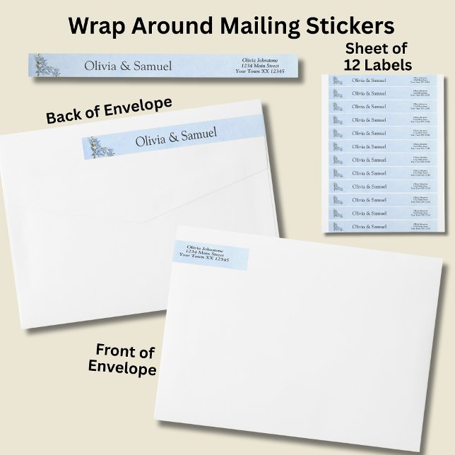 Mailing Stickers, Blue Peony Set Etikettband (Skapare uppladdad)