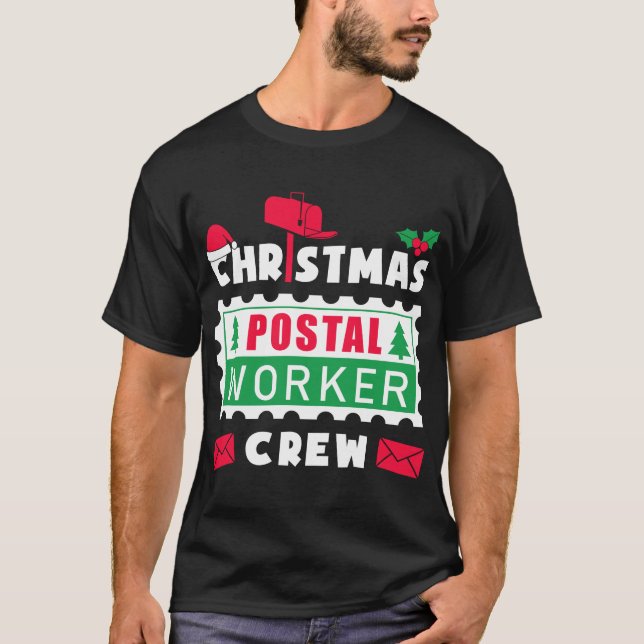 Mailman jul Postal Worker Crew Frimärke T Shirt (Framsida)