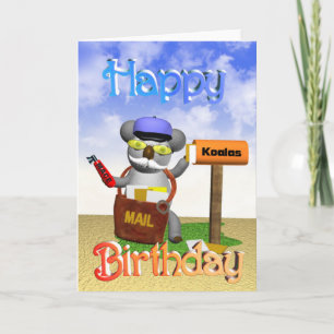 Mailman Koala Birthday Card Kort
