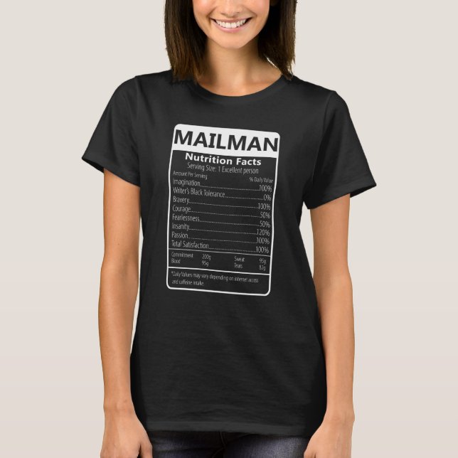 MAILMAN Nutrition Facts Sarcastic Graphic T Shirt (Framsida)
