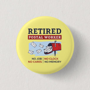 Mailman Pension Retrött Postal Worker Knapp