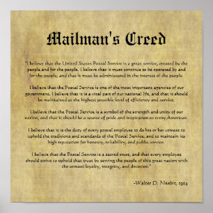 Mailmans Creed Brev Carrier Gift Poster