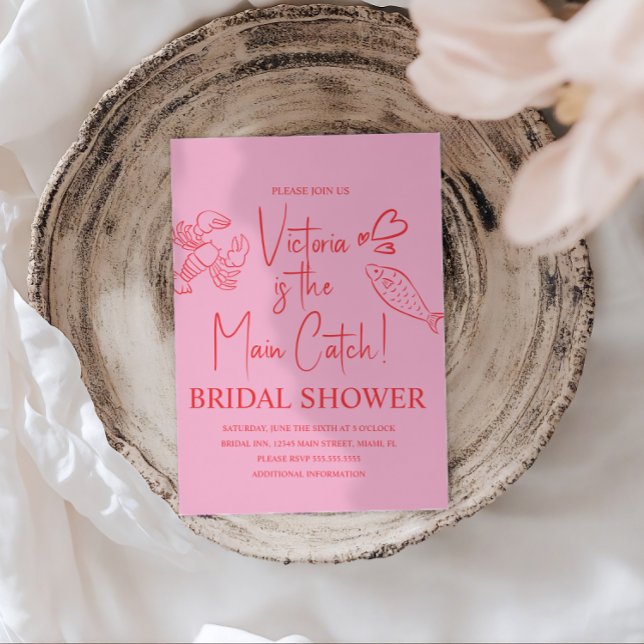 Main Catch Lobster Doodles Bridal Shower Inbjudningar (Skapare uppladdad)