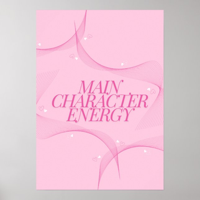 Main Character Energy Rosa Citat Poster (Framsidan)