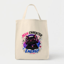 Main Character Energy Svart Katt Musikälskare Ur Tygkasse