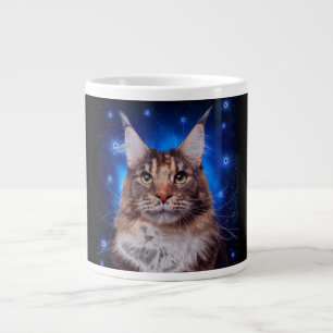 Main Coon Katt Blå Bakgrund Stjärnor Jumbo Mugg