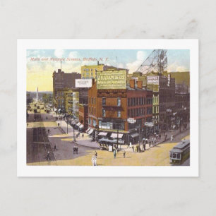 Main och Niagara Sts., Buffalo, New York Vintage Vykort