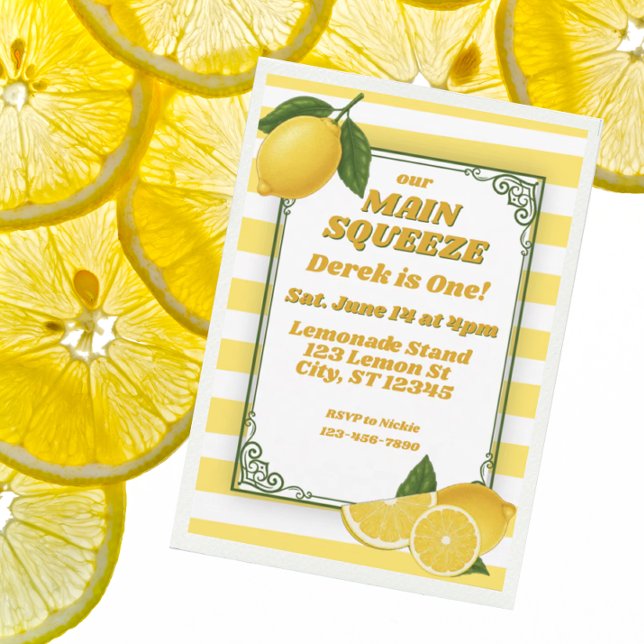 Main Squeeze är Ett, Lemon 1-årsdag Inbjudningar (Skapare uppladdad)
