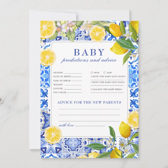 Main squeeze Baby Shower Predictions Advice game (Framsida)