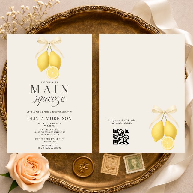Main Squeeze Bow QR Code Bridal Shower Inbjudningar (Skapare uppladdad)