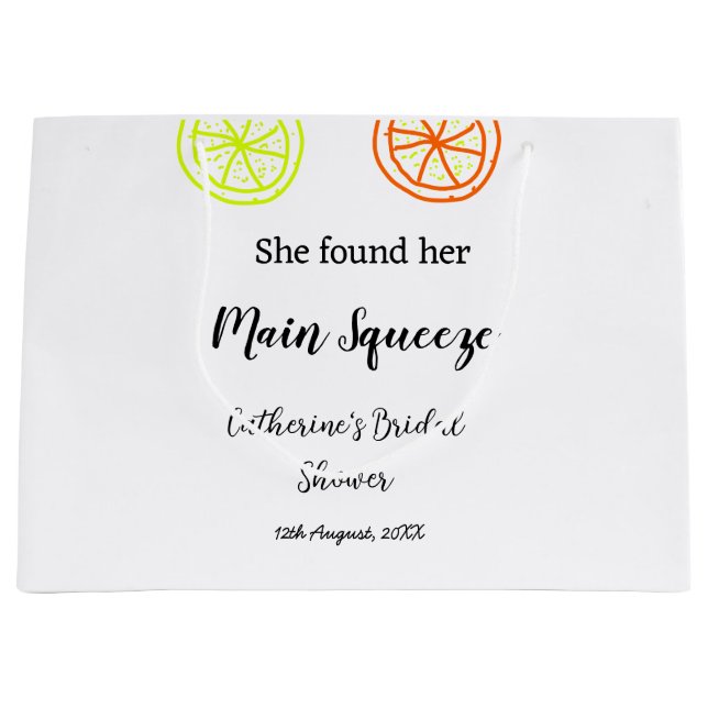 Main Squeeze citron citrus bröllopsdusch ange namn (Framsidan)