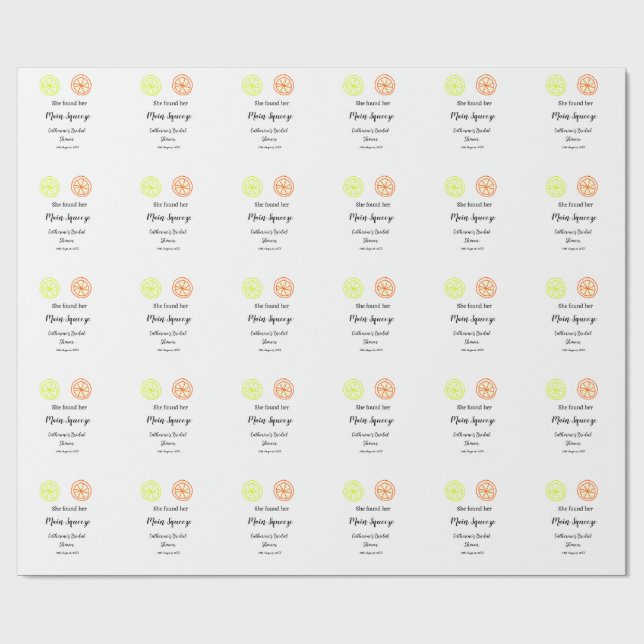 Main Squeeze citron citrus bröllopsdusch ange namn Presentpapper (Platt)