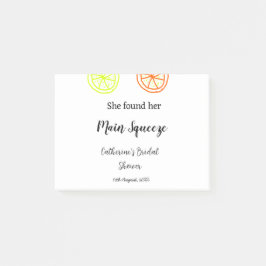 Main Squeeze citron citrus bröllopsdusch lägg till Post-it Block