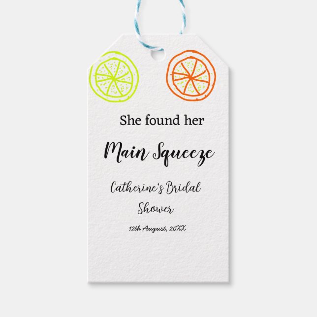 Main Squeeze citron citrus bröllopsfest skriv in n Presentetikett (Framsidan)