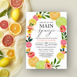 Main Squeeze Citrus Blommig Bröllopsdusch Inbjudningar