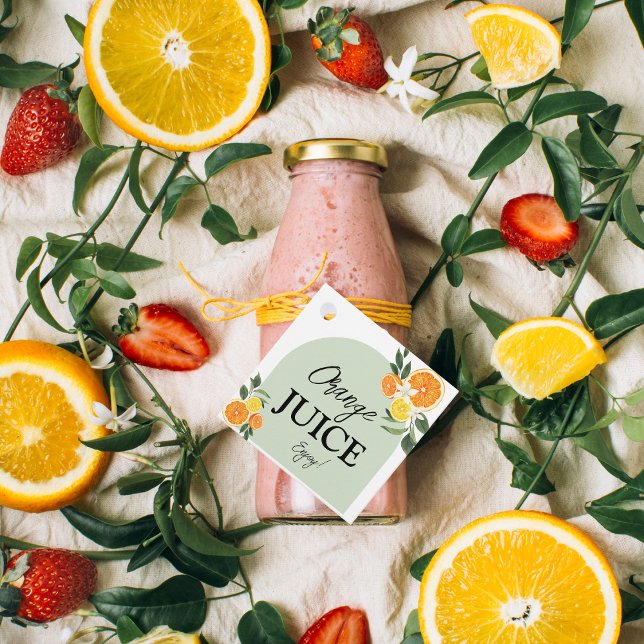 Main Squeeze Citrus Bröllopsdusch Etikett Juice (Citrus Wedding Invitation Ideas, Lemon Themed Bridal Shower juice label tag decor )