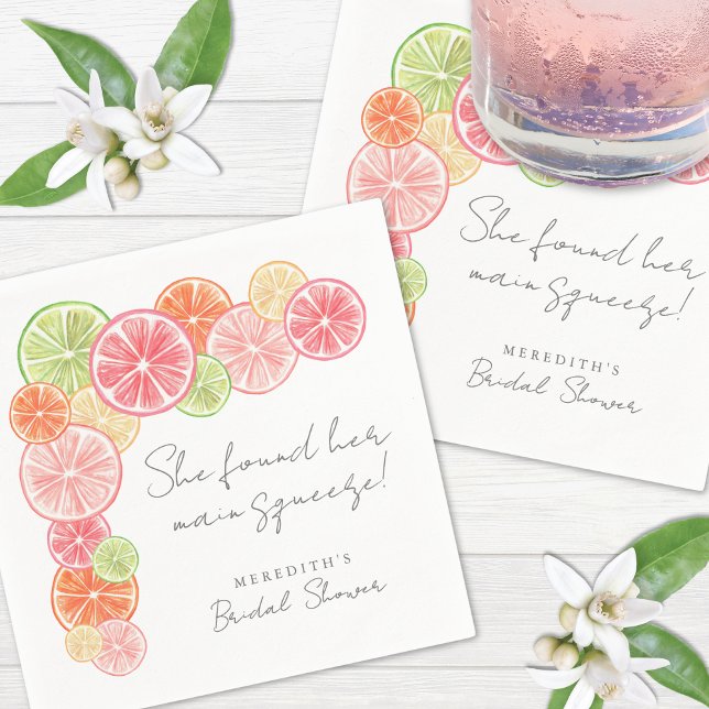 Main Squeeze Citrus Bröllopsseminarie Pappersservett (Main Squeeze Citrus Bridal Shower Napkins)