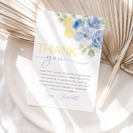 Main Squeeze Citrus Floral Bridal Shower Thank You Tack Kort