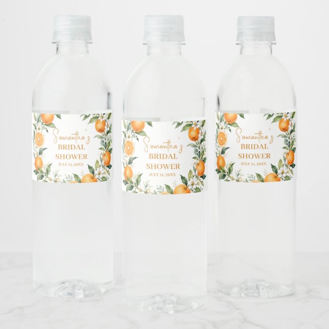 Main Squeeze Citrus Orange Bröllopsdusch Vattenflaskor Etikett (Flaskor)